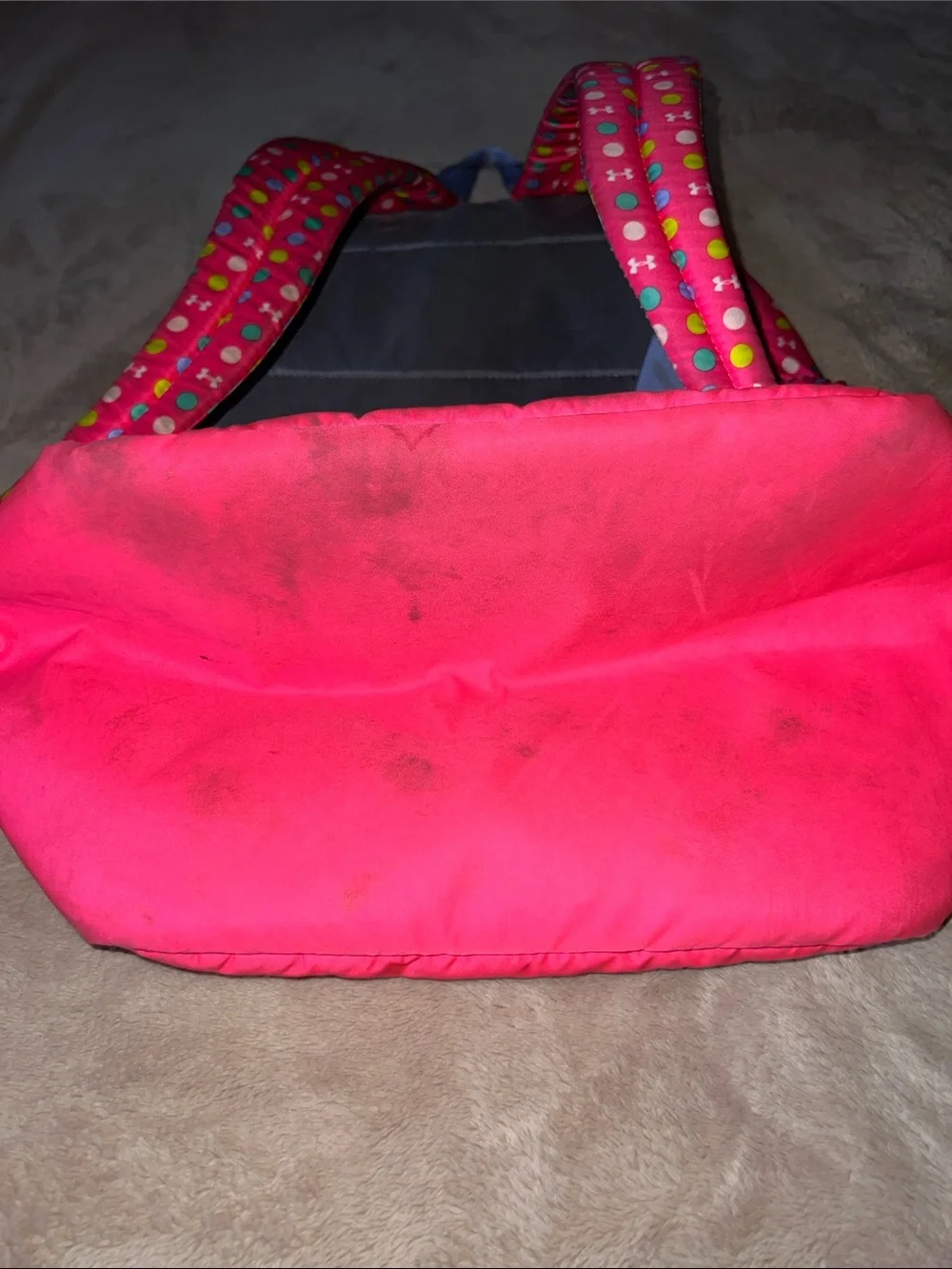 Under Armour Pink Polka Dot Backpack with Multicolor Dots